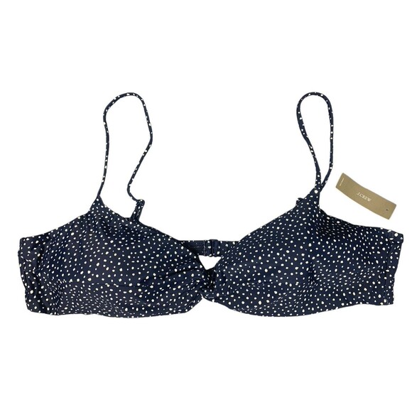 New! J.Crew Bikini Top Women's Plus Size 3X Strappy Twist in Dot Navy BH536 - Picture 2 of 9